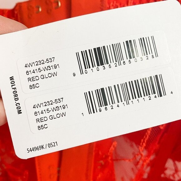 NWT Wolford Spellout Logo Obsessed Bustier Red Lace 38C - Picture 6 of 7